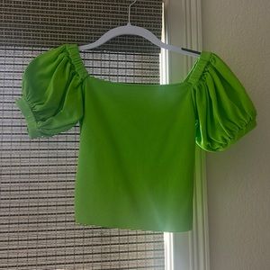 Zara Green Puff Sleeve Top